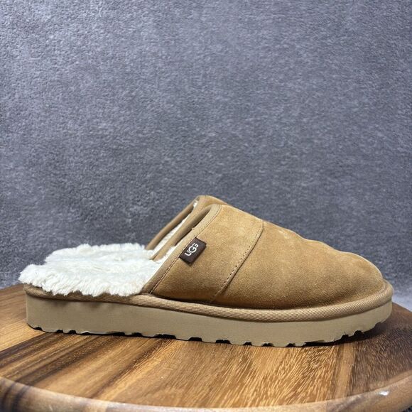 UGG Tan Suede Leisure Outdoor Slide Slip On Slippers Mules Men's Size 8 M - Picture 1 of 8